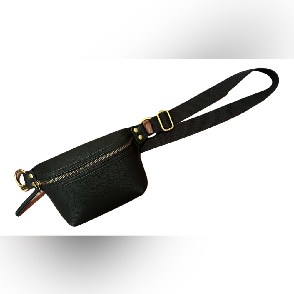 Black Leather Fanny Pack